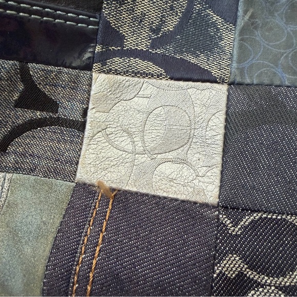 Vintage Coach Denim & Leather Blue Patchwork Pochette Shoulder Hobo Purse - Picture 15 of 16